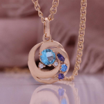 Roosa kullast ripatsiga kaelakee, segav&auml;rviline kunsttsirkooniumoksiidist geomeetriline ripats kaelakee s&uuml;nnip&auml;evakingitus j&otilde;ulukink naistele 60cm