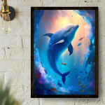 5D DIY Teemantmaaling Lendav delfiinide ristpiste komplekt Mosaiik Teemanttikandid Roos T&auml;is&uuml;marad ruutpuur Kodukaunistus Round 30x40cm