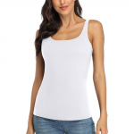 Charmleaksi naiste puuvillane paak, riiuliga rinnahoidja, reguleeritav laiem rihm Camisole Basic Cami tanks L valge