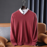 Meeste kampsun, 100% villane talv trikotaaž Pullover S&uuml;giskampsun Meeste Ka&scaron;miirkampsunid Kootud pikkade varrukatega top 3XL veinipunane v&auml;rv