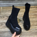 S&uuml;giskevad naiste kingad naiste platvormsaapad mood &uuml;mmarguse varbaga poolsaapad talvised elastsed must kiilud mugavad botas 38 must