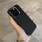 Luksuslik metallist objektiiviraamiga PU-nahast &uuml;mbris iPhone 15 15pro Max 14 Pro ametlik Magsafe juhtmevaba laadija magnetiline p&otilde;rutuskindel kate For iPhone 15 must