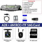 E-ACE autopeegel-DVR 4,3-tolline armatuurkaamera FHD 1080P videosalvesti, kahe objektiiviga tahavaatepeegel koos 1080P tahavaatekaameraga With 16G Card