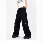 Punased Y2k Vintage Cargo P&uuml;ksid Naiste avarad sirged laia s&auml;&auml;rega vabaaja p&uuml;ksid S&uuml;gisene t&auml;navariided M must