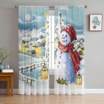 Talvine lumehelves lumememm l&auml;bipaistvad kardinad lastele Magamistuba elutuba Voile kardinad j&otilde;uluk&ouml;&ouml;k t&uuml;llkardin 135W x 114H(cm)