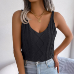 GMXIA naiste mood vabaaja &uuml;hev&auml;rviline s&uuml;gistalv varrukateta U-kaelusega silmkoelised vestid, keeratud v&auml;ljal&otilde;ikega &uuml;laosa p&uuml;hade kudum S valge