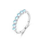 Modian 925 Sterling Zilveren Prachtige Ronde Maansteen Ring Stapelbare Kristallen Ring Voor Vrouwen Verjaardagscadeau Fijne Sieraden 5 h&otilde;be