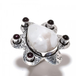 Natural Rainbow Moonstone, Amethyst 925 Sterling Silver Gift Ring Size 9 f5a92