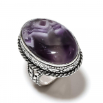 Natural Chevron Amethyst Gemstone 925 Sterling Silver Gift Ring Size 8 v0d21