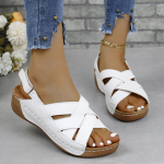 Wedge Heel Fashion Outdoor Roman Sandaalid Mugavad takjakinnitusega sandaalid naistele 36 valge