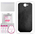 apgo Protective Skin Sticker for the back compatible with Cat S48C, Wrap Film, Foil, Vinyl - Pattern Black Leather