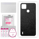 apgo Protective Skin Sticker for the back compatible with Tecno Pop 4 LTE, Wrap Film, Foil, Vinyl - Pattern Black Honeycomb