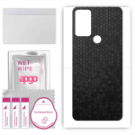 apgo Protective Skin Sticker for the back compatible with Motorola Moto G Play 2022, Wrap Film, Foil, Vinyl - Pattern Black Honeycomb