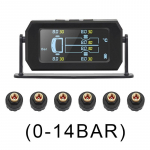 P&auml;ikese- ja USB-laadimise TPMS Auto Trucki juhtmevaba digitaalne LCD-alarm rehvir&otilde;hu j&auml;lgimiss&uuml;steem 6 v&auml;lise anduriga 0-14bar