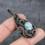 Natural Mosaic Jasper Gemstone Copper Wire Wrap Gift Jewelry Pendant 2.56 p8j62