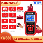 KONNWEI KW880 12 V autoaku testeri anal&uuml;saator Automaatdiagnostika t&ouml;&ouml;riistad Aku sobivus 3 &uuml;hes auto OBD2 skanner, t&auml;ielik OBD2 funktsioon punane