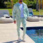 T&auml;navar&otilde;ivad Meeste kaheosalised komplektid S&uuml;gistrendi lahtik&auml;iv krae jakid ja taskud P&uuml;ksid &Uuml;likonnad Meeste Mood Slim Fit r&otilde;ivad S roheline