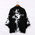 Meeste Jaapani stiilis haori Hiina stiilis kampsun Meeste suvised lahtised s&auml;rgid One size valge