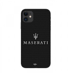 Coque Maniacase pour pour Iphone 11 maserati blanc fond carbonne