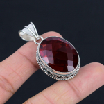 Tahuline granaatv&auml;&auml;riskivi ripats Massiivne 925 sterlingh&otilde;be ripats Ehted Kink unisexile