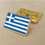 Kreeka lipu pross 2,5 * 1,5 cm tsingisulamist survevalatud PVC v&auml;rviline tr&uuml;kkimine ja katmine Kuldne ristk&uuml;likukujuline kuld
