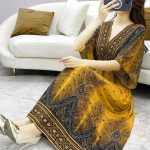 Kleit Naiste keskmise pikkusega rannakleit Suvine mood suur lilleline kleit Rannapuhkuse boheemlaslik pikk kleit 2XL roheline