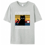 Must kass Ma ei vaidle Graafilised T-s&auml;rgid Funny Cat Coffee T-s&auml;rgid Oversize Topid Mood Harajuku T-s&auml;rgid Meeste T-s&auml;rgid S must