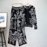Kevadine ja s&uuml;gisene kootud &uuml;likond Mood Tindiga Maalimine Jacquard Lahtine m&otilde;&otilde;n Pikkade varrukatega Kootud Kardigan Top Laiad P&uuml;ksid Kaheosaline komplekt One Size hall v&auml;rv