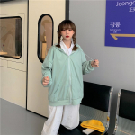 Naiste kapuuts, &uuml;hev&auml;rviline lukuga tasku, suur Harajuku korea kampsunid Naiste pikkade varrukatega kapuutsiga t&auml;navar&otilde;ivad vabaaja topp M roheline