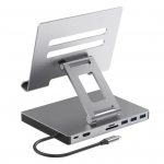 S&uuml;learvutialuse dokkimisjaam mitme pordiga USB 3.0 TF kaardipesa 4K 60 HZ HDMI-&uuml;hilduv PD laadimine Gigabit Etherneti alumiiniumsulamist C-t&uuml;&uuml;pi jaoturi adapter 8 in 1