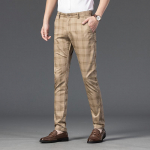 Kevadp&uuml;ksid Meeste vabaaja p&uuml;ksid Meeste ruuduline Elastne Slim Fit Business Sirge jalaga p&uuml;ksid Noorte mood Trend Meeste p&uuml;ksid 29 khaki
