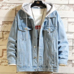 Kapuutsiga teksajakk Meeste Hip Hop Jeans Jakk Retro Jean Jakk T&auml;navakihiline Bomberjakk &Uuml;ler&otilde;ivad Kapuutsikud XS helesinine v&auml;rv