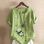 Naiste mood, &uuml;mara kaelusega l&uuml;hikeste varrukatega T-s&auml;rk vabaaja puuvillane linane graafiline s&auml;rk vaba aja veetmiseks lahtiste lilledega prinditud suvised pluusid S roosa