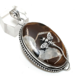 Natural Mud Crack Fossil Gemstone 925 Sterling Silver Jewelry Pendant 2.44 w3j38