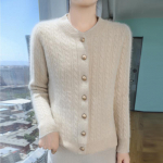 Naiste ka&scaron;miirkardigan Qinghe ka&scaron;miir 30% ka&scaron;miir 70% vill s&uuml;gis-talvine ka&scaron;miirkardigan pehme ja soe XL beež