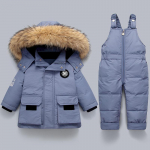 Lasteriiete komplekt Beebi talvesoojad sulejoped Parka poistele Paks kampsun imiku mantel V&auml;ikelapse t&uuml;drukute riided Laste lumekost&uuml;&uuml;m 80cm sinine