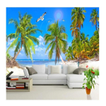 3D Meremaastiku Plakat Seinakujundus Liivarand Kookospuu Maastikupilt Tapeet Elutoa Magamistoa Taustsein 200 cm(W) x 140 cm(H) blue