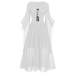 Naiste vabaaja suuremas suuruses k&uuml;lmade &otilde;lgade kleit &uuml;hev&auml;rviline pitsist liblikas varrukatega Halloweeni gooti kleit L must