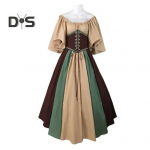 Naiste Halloweeni kleit Halloweeni peokost&uuml;&uuml;m Lendav varrukas A-line suur &auml;&auml;ris, kontrastne v&auml;rv, &otilde;lgadel volditud pingul v&ouml;&ouml;koht keskaegne vintage 4XL kollane