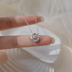 Armastusroosa teemantkaelakee ehe naistele kerge luksuslik magusa temperamendiga t&uuml;druk &uuml;mbritsev s&uuml;da tsirkoon roostevabast terasest rangluu kett