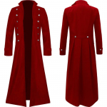 Keskaegne piraadikost&uuml;&uuml;m Steampunk Vintage Trench Coat gooti stiilis meeste smokingu jakk Victoria karnevalipeo cosplay kost&uuml;&uuml;m XXXL punane