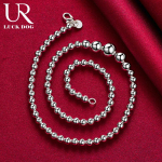925 Sterling Silver 6 8 10 12mm Smooth Bead Pall kett K&auml;ekett Kaelakee Moodsad pulmaehted 45CM
