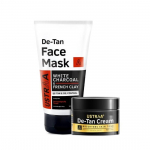 Ustraa De-Tan Face Mask Oily Skin - 125 gm - Wash-off Mask | Removes Tan & Pollutants | with White Charcoal & De-Tan Face Cream For Men - 50g