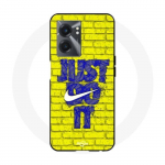 Coque Maniacase pour Realme V23 logo just do it couleur bleu front jaune
