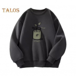 S&uuml;gistalv meeste top O kaelus lahtine puhas v&auml;rviline taimne tr&uuml;kkimine Elastsed k&auml;tised Pullover Keskmise pikkusega sportlik igap&auml;evane kooli dressipluus M must