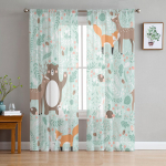 Metsloom Koomiks Rebane Hirv Karu T&uuml;ll &Otilde;hukesed Aknakardinad Elutuppa K&ouml;&ouml;ki Laste Magamistuppa Voile Rippkardin W135 x H114cm