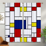 Geomeetrilised V&auml;rvilised Ruudulised Kardinad, Akknakardinad, 100% Pol&uuml;ester, Kardinapuude Taskud, Poiste Tuba, Elutuba, K&ouml;&ouml;k, Kabinet W50xH130(CM)x2PCS&Rod pocket