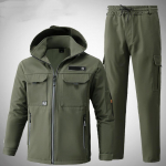 Meeste Talvine Mitmetaskuline Lumepaksustatud &Uuml;likond Pluss Suurus Softshell Jakk + Veekindlad Soojad P&uuml;ksid 2-osaline Komplekt 3XL