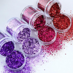 4 sets of 10ML grape purple PET color glitter nail decoration accessories, used for gel nail filling dye DIY nail products