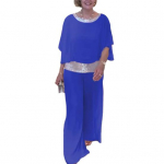 2 tk/komplekt Naiste vabaajar&otilde;ivaste O-kaelusega nahkhiire varrukatega topid Laia s&auml;&auml;rega p&uuml;ksid, kost&uuml;&uuml;m Glitter Patchwork &scaron;ifoonist r&otilde;ivakomplekt 2XL must